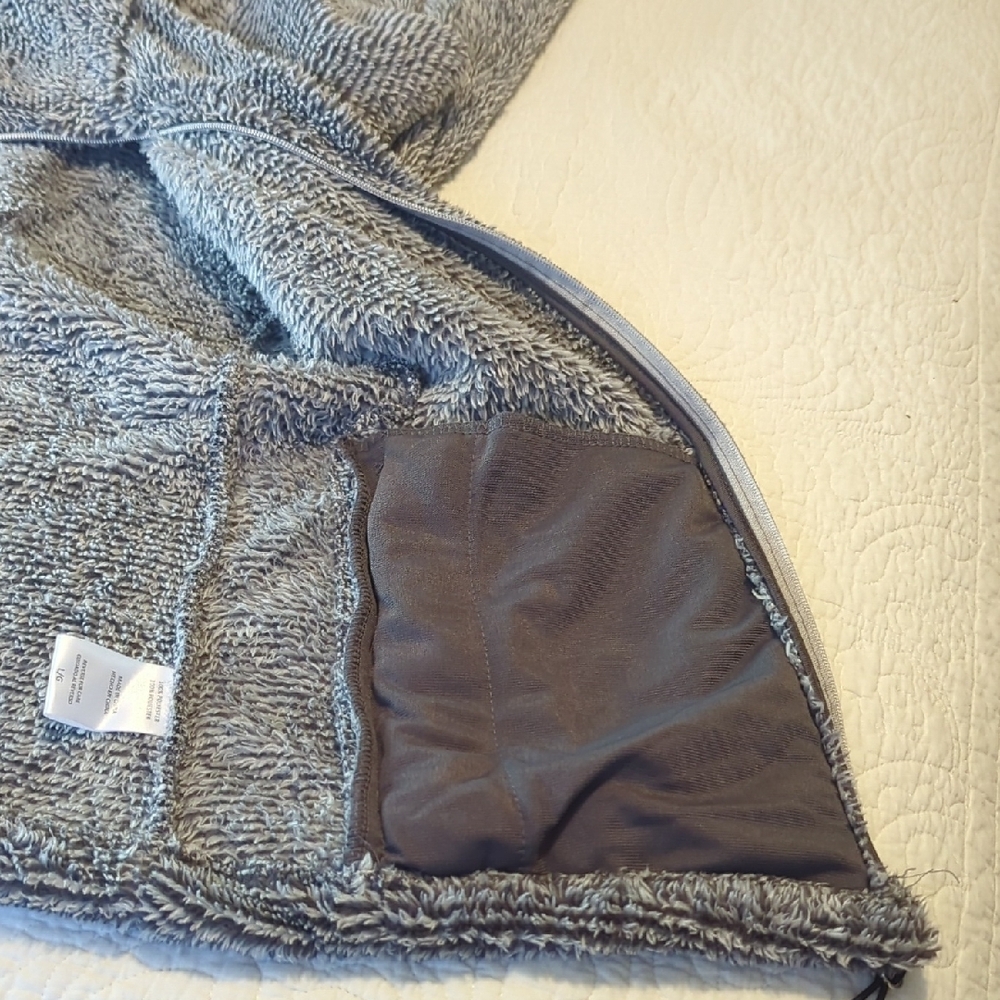 Swiss Alps Cozy Gray Sherpa Jacket Size Large - Picture 11 of 12